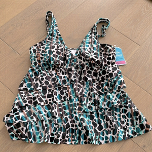 Nwt Swim Solutions FLOATING ISLAND V-Neck Ruffled tankini Swim Top - 8